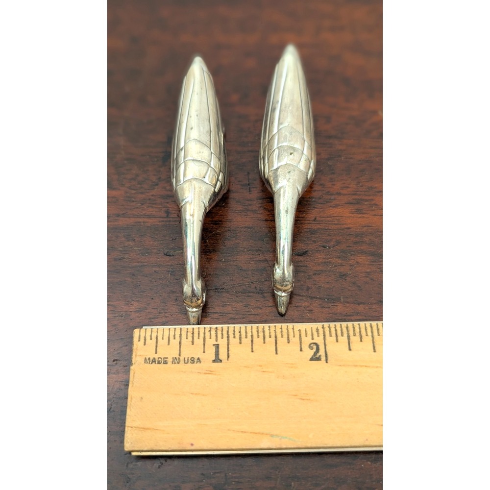 Vintage Pair Swan Knife Rests Silver Tone Bird Figural Tableware Unmarked 3" - Picture 3 of 7